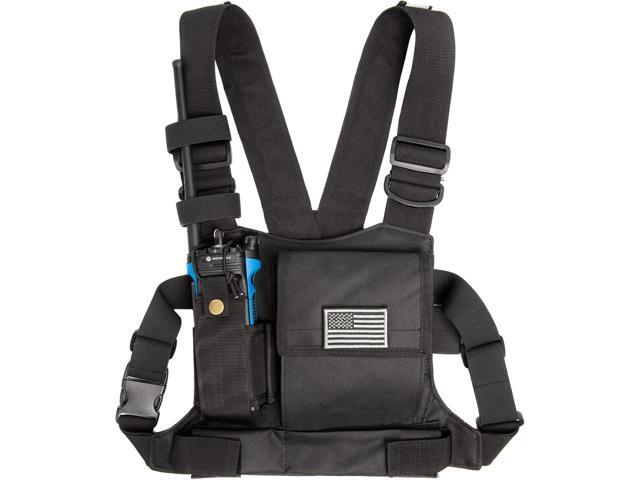 LUITON Radio Chest Harness with Reflective Strips Shoulder Holster Radio Vest Holder Two Way Radio Vest Rig Walkie Talkie Case with Front Pack...