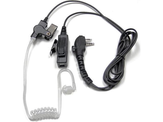 MaximalPower Clear Coil Tube Earbud Headset PTT Mic w/Kevlar HYTERA 2-Pin Plug with Screw