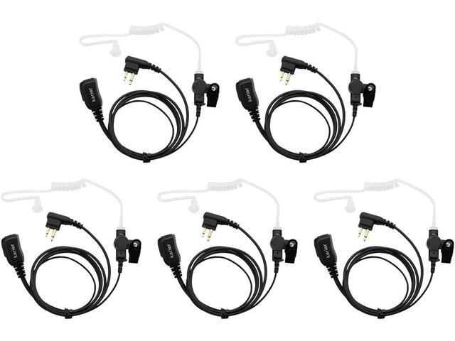 Karier 2 Pin Walkie Talkie Headset Earpiece with PTT Mic and Transparent Acoustic Tube for Motorola CLS1410 CLS1100 CP200 GP3188 Two-Way Radios (5...