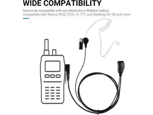 ONE2MAX Earpiece for Walkie Talkie Radio with Mic - Headset for Walkie Talkie 2 Pin with Ptt for Baofeng Retevis Kenwood Arcshell