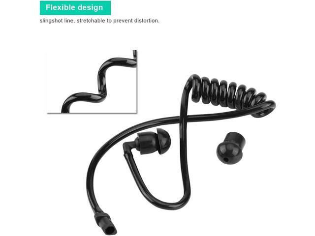 Zerone Replacement Coiled Acoustic Tube for Two-Way Radio Audio, 5Pcs Headset Walkie Talkie Coiled Earpiece Tube with Ear Tips Black
