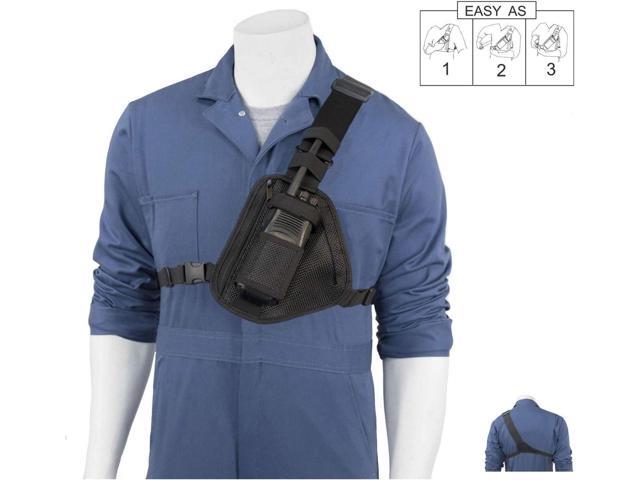 HOLSTERGUY RCH-101M (MESH) Radio Chest Harness Shoulder Radio Holster Chest Pack Adjustable Single Radio Pouch Two-Way Radio Holster for Motorola...