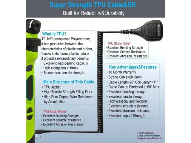 commountain Heavy Speaker Mic for Baofeng Radios BF-F8HP BF-F9 UV-82 UV-82HP UV-82C UV-5R UV-5R5 UV-5RA UV-5RE UV-5X3 V2+ BTECH Retevis Radioddity...