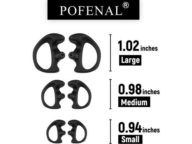 POFENAL Universal Replacement Insert Silicone Soft Earmold for Baofeng Motorola Kenwood Retevis Midland Two Way Radios Headset (Black, 8 Pair,...