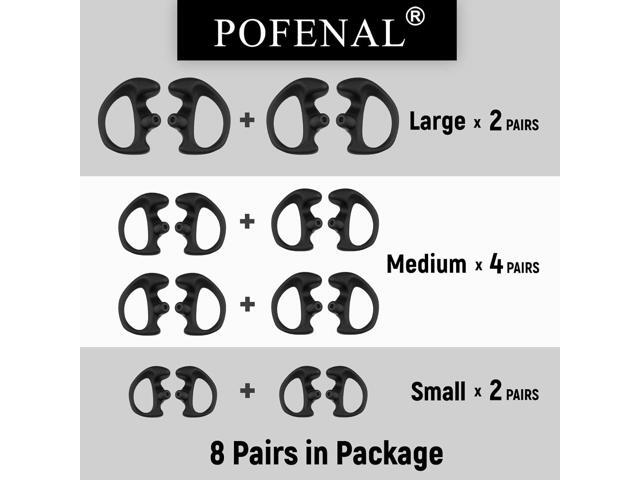 POFENAL Universal Replacement Insert Silicone Soft Earmold for Baofeng Motorola Kenwood Retevis Midland Two Way Radios Headset (Black, 8 Pair,...