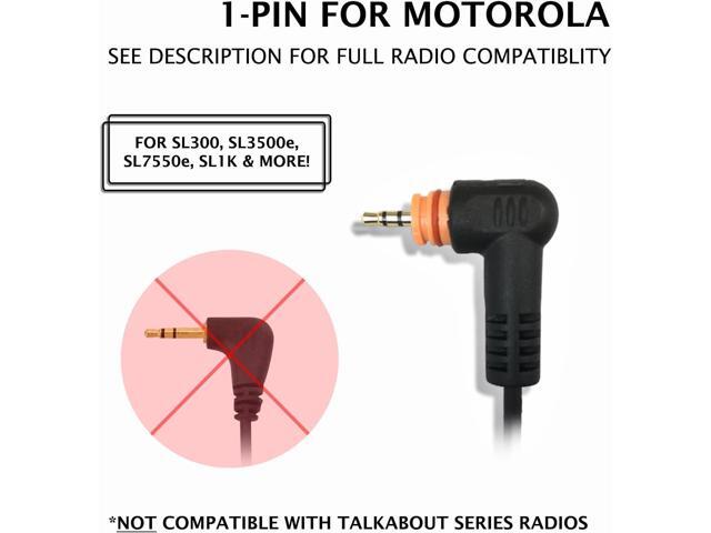 PROMAXPOWER 1-Wire FBI Security Acoustic Clear Tube Earpiece Headset with PTT Mic for Motorola Two-Way Radios PMLN7157A, SL300, SL2600, SL3500e,...