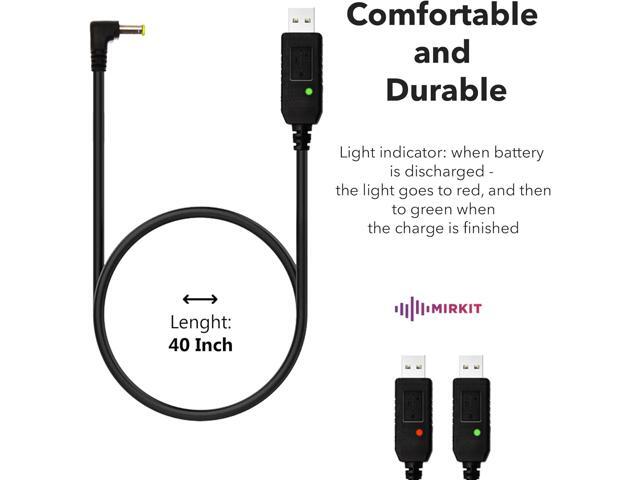 Mirkit 2.5mm USB Charger Cable with Light Indicator for Baofeng Battery UV-5R and UV-82 3800mAh BL-5L and BL-8 High Capacity Batteries for Two Way...