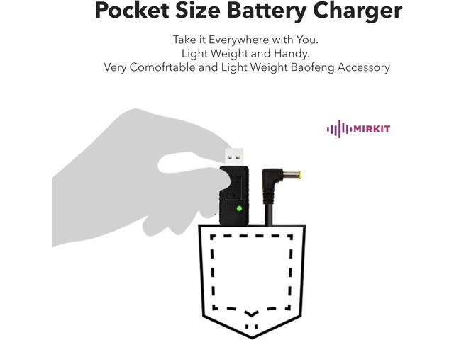 Mirkit 2.5mm USB Charger Cable with Light Indicator for Baofeng Battery UV-5R and UV-82 3800mAh BL-5L and BL-8 High Capacity Batteries for Two Way...