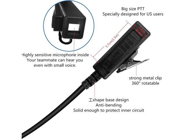 WODASEN APX6000 Acoustic Tube Earpiece with Mic/PTT for Motorola APX4000 APX7000 APX8000 APX900 XPR7350 7550 7350e 7550e 7580e 6550 7380 7580...