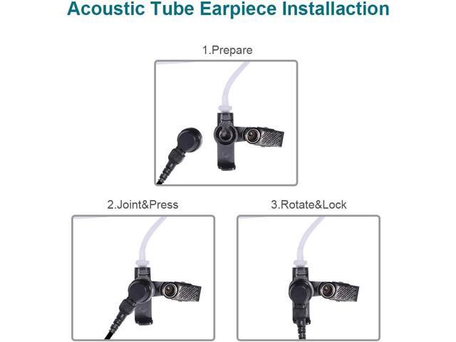 WODASEN APX6000 Acoustic Tube Earpiece with Mic/PTT for Motorola APX4000 APX7000 APX8000 APX900 XPR7350 7550 7350e 7550e 7580e 6550 7380 7580...
