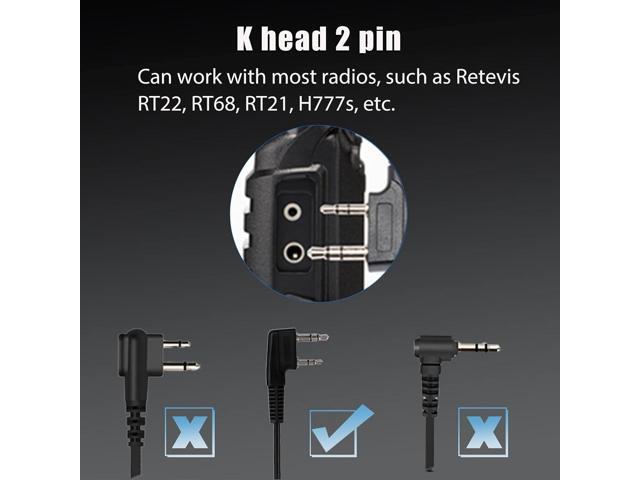 Retevis Clear Earhook Ear Pieces for Walkie Talkie 2 Pin, Coil Tube, Compatible RT22 RT21 H-777 RT68 H-777S RT22S RT15 RB29 Two Way Radios, 2 Way...