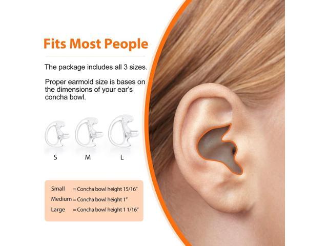 Zeadio Earmould Earpiece Earbud Earplug for Two-Way Radio Coil Tube Audio Kits (Clear, Pair of 16)
