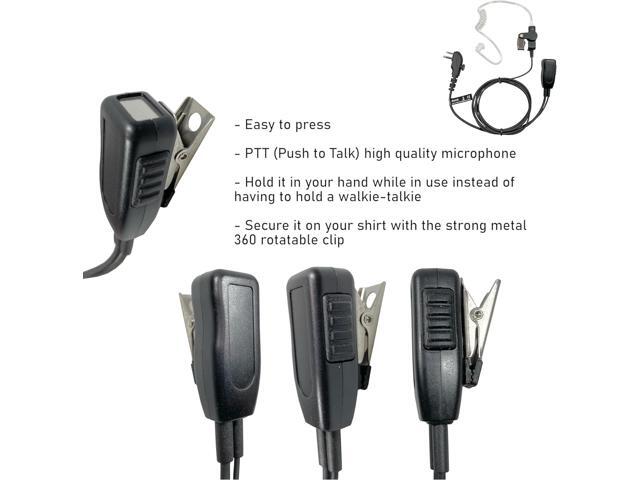 MaximalPower HYTERA HYT Single Wire 2-Pin Radio Earbud Headset PTT Mic in-Ear Clear Coil Tube