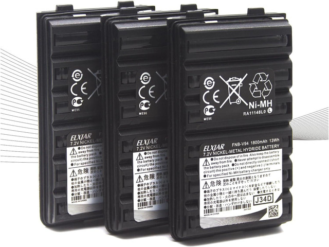 elxjar (3-Pack) 7.2V 1800mAh Ni-MH Battery Pack Compatible for Yaesu Vertex FNB-V94 FNB-83 FT-60R FNB-V57 FNB-64 VX-410 VX-420 VX-420A VX-150...