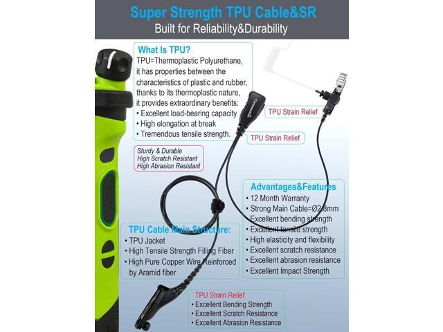 commountain APX 6000 XPR 7550e Earpiece w/Mic Compatible for Motorola Radios APX 8000 APX 7000 4000 XPR 7580e 7380e XPR 7550 7350e 7350 APX6000...
