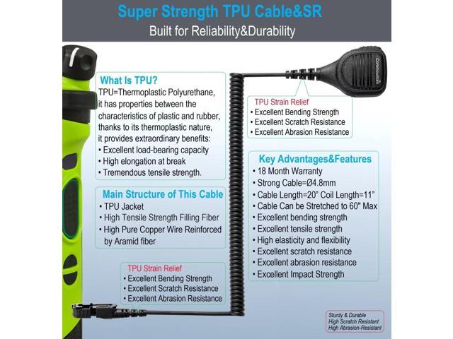 commountain Speaker Mic with Reinforced Cable for Motorola Radios XPR 3500e, XPR 3300e, XPR 3500, XPR 3300, XPR3500e, XPR3300e, XPR3500, XPR3300,...