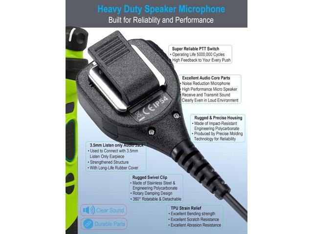 commountain Heavy Speaker Mic for Baofeng Radios BF-F8HP BF-F9 UV-82 UV-82HP UV-82C UV-5R UV-5R5 UV-5RA UV-5RE UV-5X3 V2+ BTECH Retevis Radioddity...