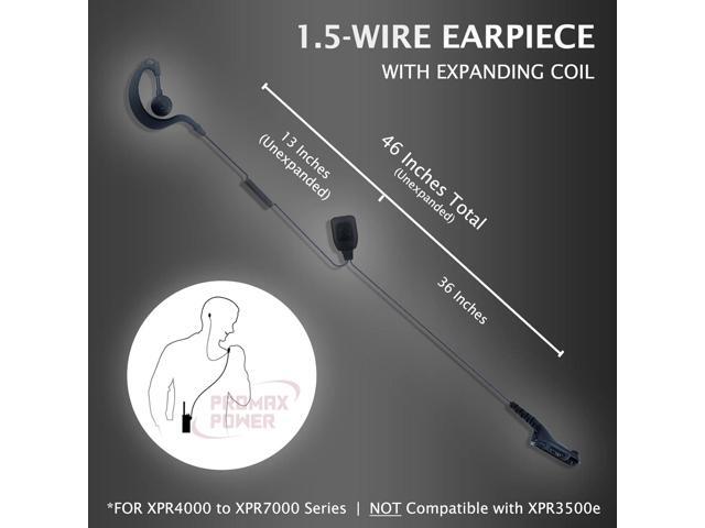 PROMAXPOWER G-Shape Earbud Earpiece with PTT Mic for Motorola Radios MOTOTRBO XPR6550, XPR7350, XPR7550e, XPR7580e, APX900, APX4000, APX6000, MTP850S