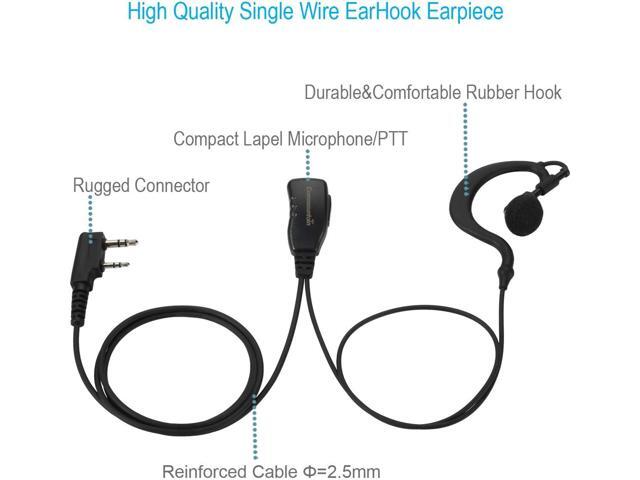 Single Wire Earhook Earpiece for Baofeng Radios BF-F8HP BF-F9 UV-82 UV-82HP UV-82C UV-5R UV-5R5 UV-5RA UV-5RE UV-5X3 V2+ and BTECH Retevis TYT...