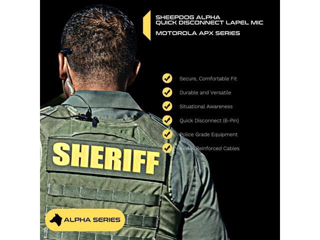 Sheepdog Quick Disconnect Police Lapel Mic, Compatible with Motorola APX 6000 APX 7000 APX 8000 and APX 4000 Radios, Law Enforcement Earpiece Headset