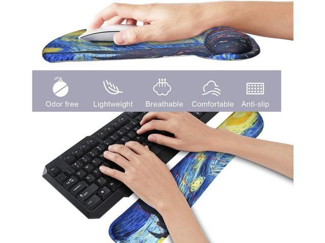 Mouse Pad with Wrist Support and Keyboard Wrist Rest Pad Set,Ergonomic Mouse Pads for Computers Laptop,Non-Slip Comfortable Mousepad w/Raised...