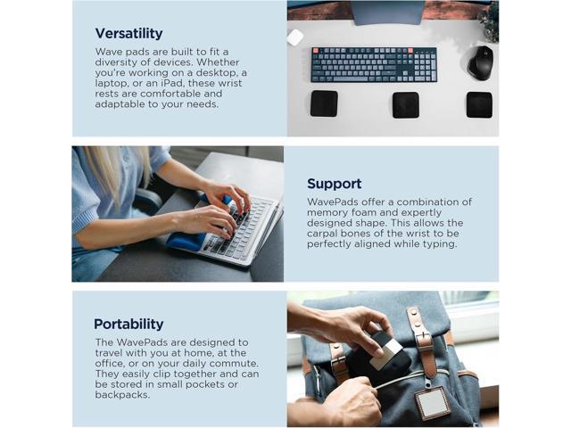 WavePads by PostureUp Two Pack Non-Slip Wrist Rests for Laptop Keyboard Ergonomic Memory Foam Laptop Wrist Pads for Wrist Pain & Carpal Tunnel,...