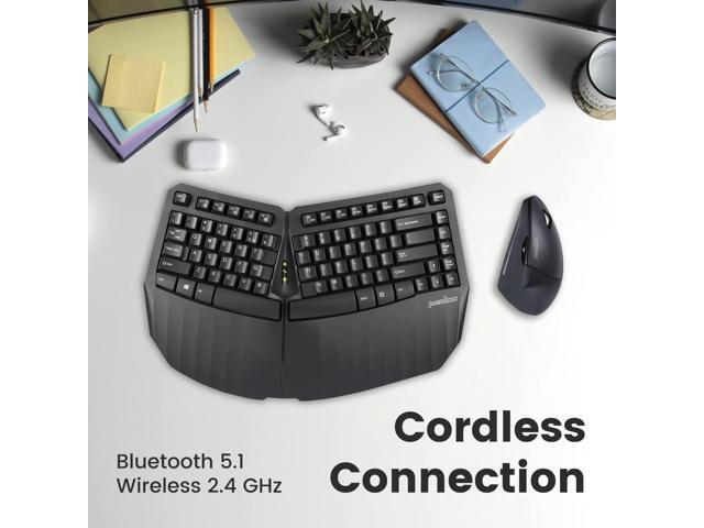 Perixx PERIDUO-813B US, Wireless Ergonomic Compact Keyboard & Vertical Mouse - Bundle with a 6-Button Ergonomic Vertical Mouse - Black - US English