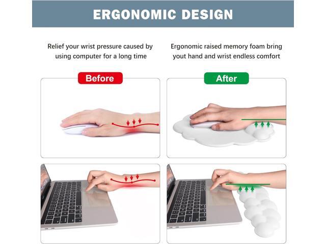 Lauspuck Cloud Keyboard Wrist Rest and Mouse Pad with Wrist Support Set, Ergonomic PU Leather Mouse Pads, Pain Relief Memory Foam Non-Slip Mousepad...