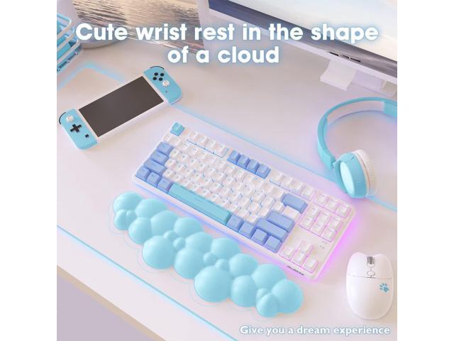 MANBASNAKE Cloud Mouse Pad Wrist Support Keyboard Wrist Rest Set with Ergonomic Memory Foam,Non-Slip Base,Cloud Coasters for...