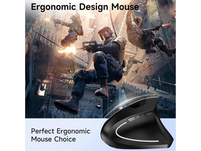 tlkawzy Ergonomic Optical Wireless Mouse Stylish Rechargeable 2.4G Optical Vertical Mice Cordless Mouse with USB Receiver, 800/1200 /1600 DPI, 5...