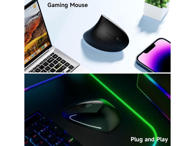 tlkawzy Ergonomic Optical Wireless Mouse Stylish Rechargeable 2.4G Optical Vertical Mice Cordless Mouse with USB Receiver, 800/1200 /1600 DPI, 5...
