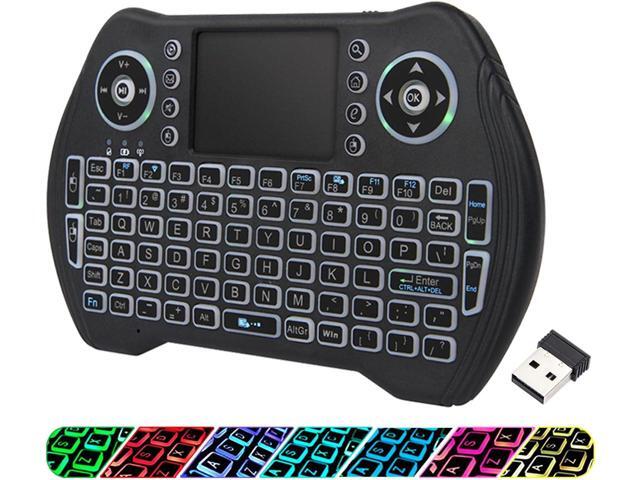 EASYTONE Backlit Mini Wireless Keyboard Touchpad Mouse Combo with Rechargable Li-ion Battery Multi-Media Keys, Handheld Keyboard for Android TV...
