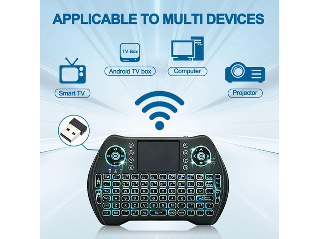 EASYTONE Backlit Mini Wireless Keyboard Touchpad Mouse Combo with Rechargable Li-ion Battery Multi-Media Keys, Handheld Keyboard for Android TV...