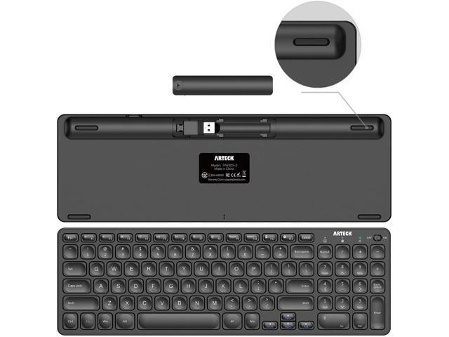 Arteck 2.4G USB Wireless Keyboard and Mouse Combo Ultra Slim Compact Keyboard Keyboard and Ergonomic Mouse for Computer Desktop PC Laptop and...