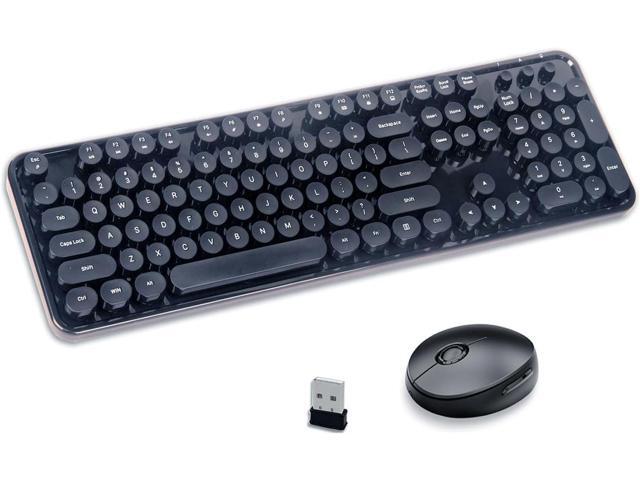 STIVIC Wireless Keyboard and Mouse Combo, Retro Typewriter Style Keyboard with Round Keycaps, 2.4GHz Dropout-Free Connection Mouse with 3...