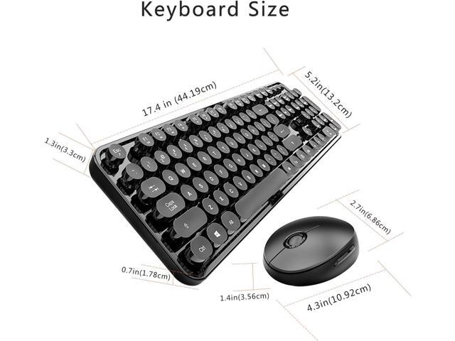 STIVIC Wireless Keyboard and Mouse Combo, Retro Typewriter Style Keyboard with Round Keycaps, 2.4GHz Dropout-Free Connection Mouse with 3...
