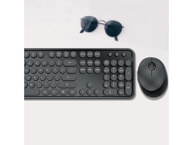STIVIC Wireless Keyboard and Mouse Combo, Retro Typewriter Style Keyboard with Round Keycaps, 2.4GHz Dropout-Free Connection Mouse with 3...