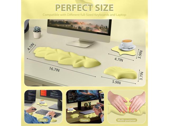 ToLuLu Enlarged Mouse Pad, Memory Foam Gel Keyboard Wrist Rest Pad Set, Leather Ergonomic Mouse Wrist Pad Support for Office, Computer, Laptop,...