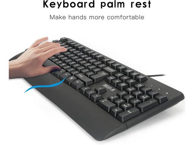 Wired Keyboard and Mouse Combo for Windows, Full-Size Ergonomic Computer Keyboard with Palm Rest. Optical Wired Mouse, USB Plug-and-Play,...