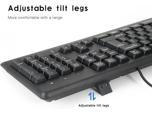 Wired Keyboard and Mouse Combo for Windows, Full-Size Ergonomic Computer Keyboard with Palm Rest. Optical Wired Mouse, USB Plug-and-Play,...
