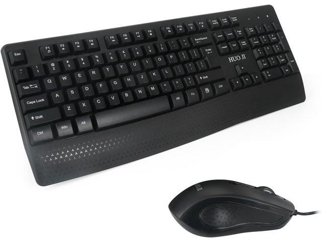 Wired Keyboard and Mouse Combo for Windows, Full-Size Ergonomic Computer Keyboard with Palm Rest. Optical Wired Mouse, USB Plug-and-Play,...