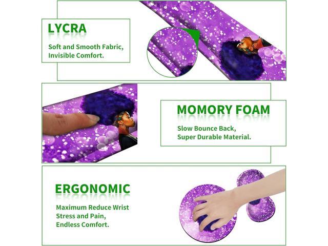 Ergonomic Keyboard Wrist Rests Gel Memory Foam Mouse Pad with Round Mousepad + Coasters, Wrist Support Set with Non Slip Base for Gaming Office...