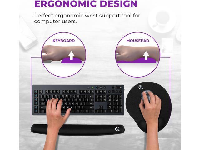 Premium Wrist Rests for Keyboard and Mouse Pad Set - Memory Foam Cushion, Black - Ergonomic Wrists Hand Arm Rest Support for Laptop Computer Desk...