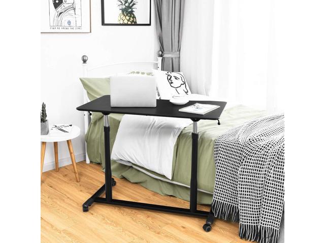 Tangkula Mobile Standing Desk Computer Desk, Height Adjustable Stand Up Desk with 4 Wheels, Rolling Compact Standing Desk with Steel Frame, MDF PVC...