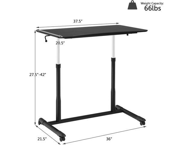 Tangkula Mobile Standing Desk Computer Desk, Height Adjustable Stand Up Desk with 4 Wheels, Rolling Compact Standing Desk with Steel Frame, MDF PVC...