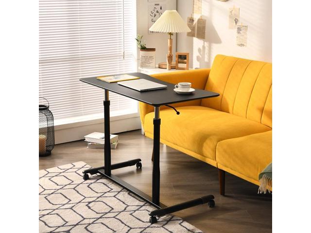 Tangkula Mobile Standing Desk Computer Desk, Height Adjustable Stand Up Desk with 4 Wheels, Rolling Compact Standing Desk with Steel Frame, MDF PVC...