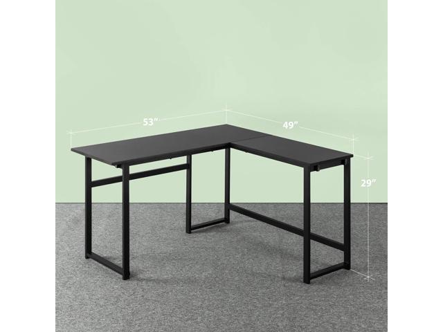 ZINUS Luke 53 Inch Black Metal Corner Desk / L-Shaped Computer Desk / Office Desk / Easy, Bolt Free Assembly