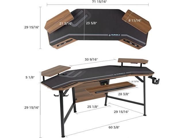EUREKA ERGONOMIC 72' Computer Desk W Keyboard Tray, Wing-Shaped Music Studio Desk, Large Gaming Desk W LED Convertible Monitor Stand Dual Headphone...