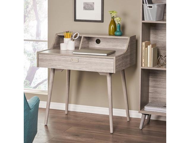 Christopher Knight Home Ellison Mid-Century Modern Fiberboard Home Office Desk, Grey Oak Finish