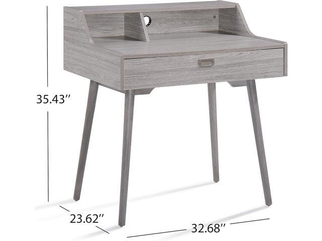 Christopher Knight Home Ellison Mid-Century Modern Fiberboard Home Office Desk, Grey Oak Finish